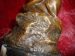 Statue Sculpture Nude Sexy Lady Art Deco Style Art Nouveau Bronze Mask