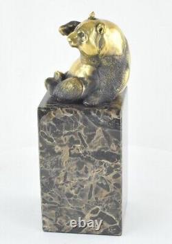 Statue Sculpture Panda in Animalier Style Art Deco and Art Nouveau Solid Bronze