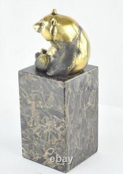 Statue Sculpture Panda in Animalier Style Art Deco and Art Nouveau Solid Bronze