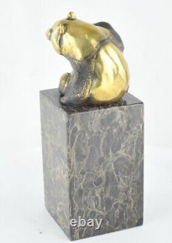 Statue Sculpture Panda in Animalier Style Art Deco and Art Nouveau Solid Bronze