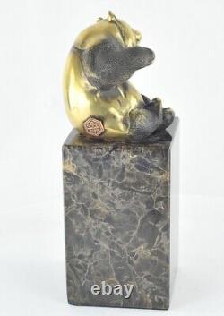 Statue Sculpture Panda in Animalier Style Art Deco and Art Nouveau Solid Bronze