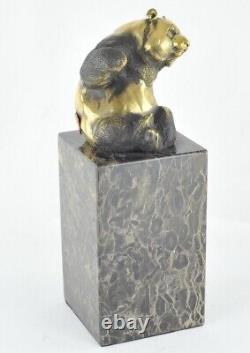 Statue Sculpture Panda in Animalier Style Art Deco and Art Nouveau Solid Bronze