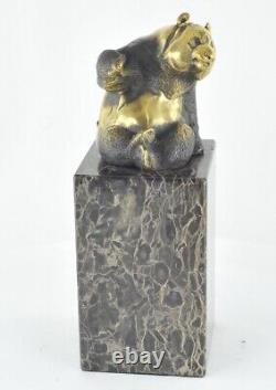 Statue Sculpture Panda in Animalier Style Art Deco and Art Nouveau Solid Bronze