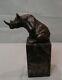 Statue Sculpture Rhinoceros Animal Style Art Deco Art Nouveau Bronze