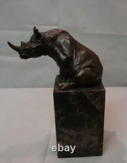 Statue Sculpture Rhinoceros Animal Style Art Deco Art Nouveau Bronze