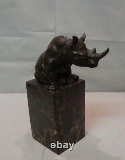 Statue Sculpture Rhinoceros Animal Style Art Deco Art Nouveau Bronze