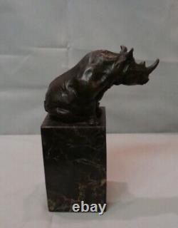 Statue Sculpture Rhinoceros Animal Style Art Deco Art Nouveau Bronze