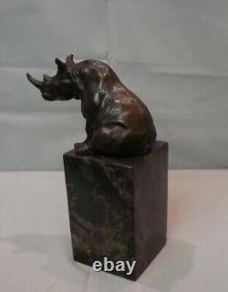 Statue Sculpture Rhinoceros Animal Style Art Deco Art Nouveau Bronze