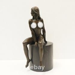 Statue Sculpture Sexy Nymph Art Deco Style Art Nouveau Solid Bronze Signed