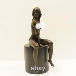 Statue Sculpture Sexy Nymph Art Deco Style Art Nouveau Solid Bronze Signed