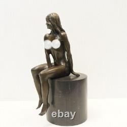 Statue Sculpture Sexy Nymph Art Deco Style Art Nouveau Solid Bronze Signed