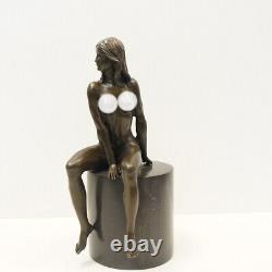 Statue Sculpture Sexy Nymph Art Deco Style Art Nouveau Solid Bronze Signed