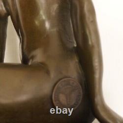 Statue Sculpture Sexy Nymph Art Deco Style Art Nouveau Solid Bronze Signed