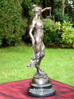 Statue Sculpture The Justice Themis Art Deco Style Art Nouveau Bronze Massif