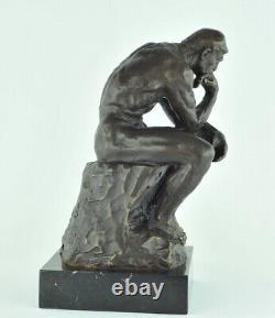 Statue Sculpture The Thinker Art Deco Style Art Nouveau Solid Bronze Sign