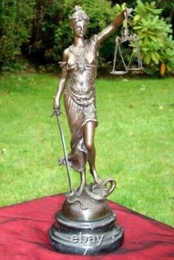 Statue Sculpture of Justice Themis in Art Deco Style Art Nouveau Bronze Massi