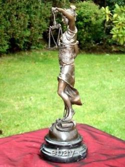 Statue Sculpture of Justice Themis in Art Deco Style Art Nouveau Bronze Massi