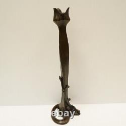 Statue sculpture candle holder Art Deco Style Art Nouveau Solid bronze Signed