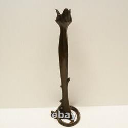 Statue sculpture candle holder Art Deco Style Art Nouveau Solid bronze Signed