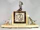Stunning Onyx Art Deco Clock With Bronze Woman Signed By M. Secondo Fan 1925