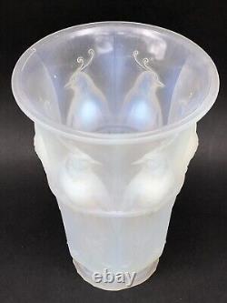 Sublime OPALESCENT Art Deco VASE with PARROTS signed VERLUX No LALIQUE SABINO ETLING