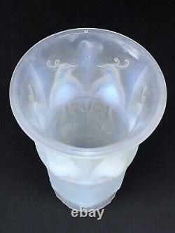 Sublime OPALESCENT Art Deco VASE with PARROTS signed VERLUX No LALIQUE SABINO ETLING