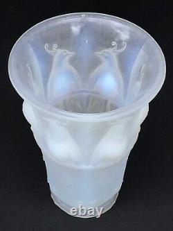 Sublime OPALESCENT Art Deco VASE with PARROTS signed VERLUX No LALIQUE SABINO ETLING