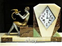 Superb Art Deco Pendulum Clock Signed Dauvergne French Spelter