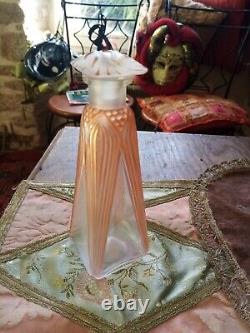 Superb Large Art Deco Multilayered Glass Perfume Bottle 18 CM Viard Unsigned