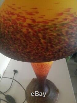 Superb Large Lamp Mushroom Signed Vianne Art Deco Pate 57cm Glass