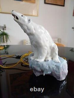 Superb Light Ceramic Art Deco Signed Liane Henri Delcourt Polar Bear