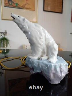 Superb Light Ceramic Art Deco Signed Liane Henri Delcourt Polar Bear