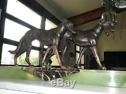 Superb Statue Art Deco Greyhound (scali) Signed On Marble (bousquet!) Borzoi