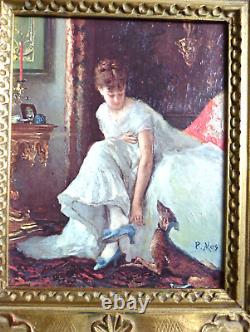 Superb painting HSTELEGANTE reSHOES signed P. Mas