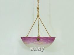 Suspension Calysque Art Deco 1 Fire, In Pink Glass Paste. Signed L'elf