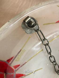 Suspension-vask- Or Chandelier Art Deco Glass Signed Lemiere
