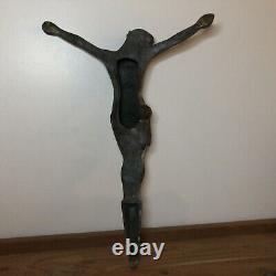 TORA 115 Statue of the Crucified Christ Bronze Art Deco Signed A. Dubois 40 cm