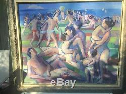 Table Bathers In Lake Bourget Signed Lower Right Jacques Girod