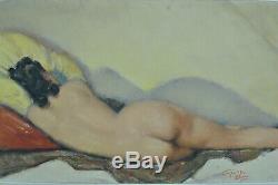 Table Hst Art Deco Erotic Nude Woman Lying Portrait Caesar Vilot Razoumov