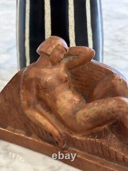 Terracotta & Art Deco & Nude Woman & Signed