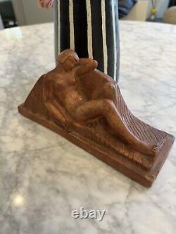 Terracotta & Art Deco & Nude Woman & Signed