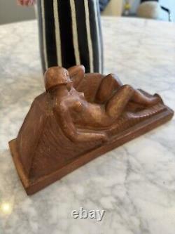 Terracotta & Art Deco & Nude Woman & Signed