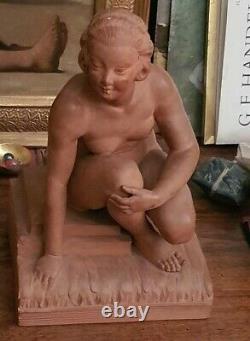 Terracotta Statue Batheuse Croupie Art Déco