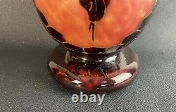 The French Glass Large Glass Vase Thickness Signed Epoque Art Deco / H 55cm
