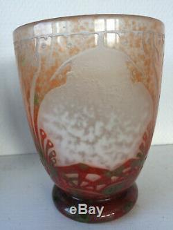 The Vase Art Deco French Glass Charder Signed And Authentic