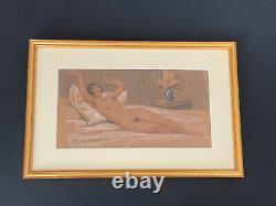 The original drawing signed by Ludovic Alléaume: Art Deco XXth century curiosa of a female nude