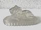 Translation: "antique Art Deco Glass Paperweight With Lying Lion, Signed Gijon"