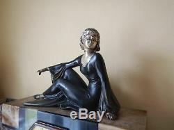 Trim Pendulum Art Deco Marble Woman Signed Gapaillard