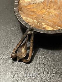 Tripod signed hammered metal Art Deco butterfly 1900 pocket emptier