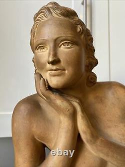 Ugo Cipriani Important Statue Art Deco Signed Terracotta Sculpture
